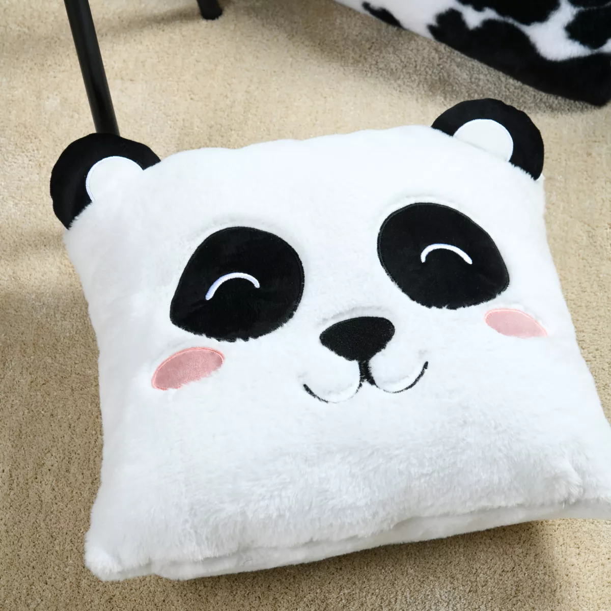 Cuscino quadrato per bambini (40 x 40 cm) Zamis Mucca Nero 