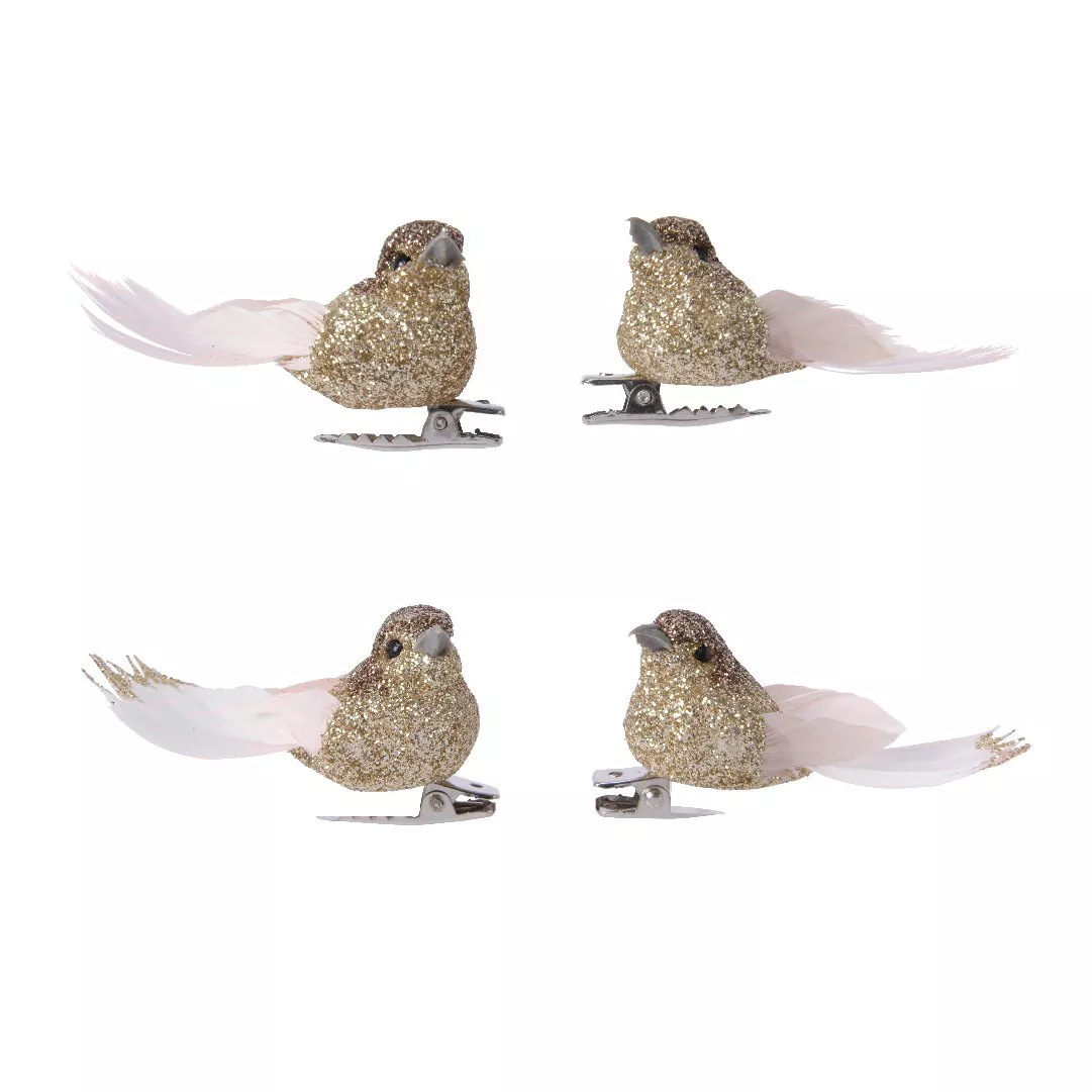 Lot de 4 oiseaux (H5 cm) Caribana Or