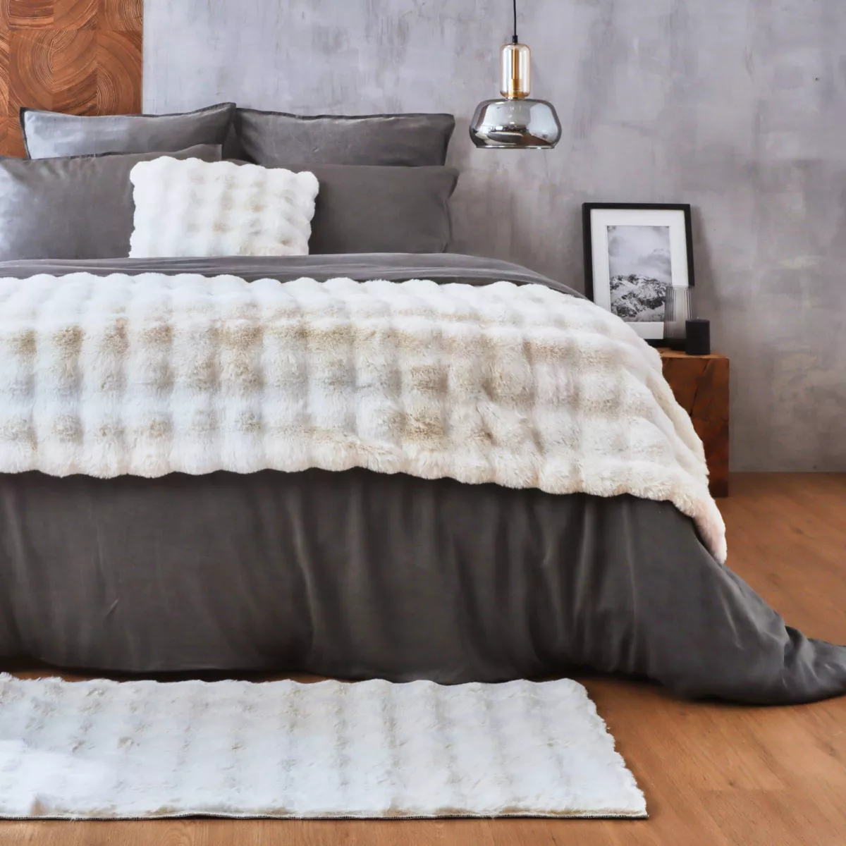 Kunstfell-Bettdecke (90 x 220 cm) Toronto Elfenbein