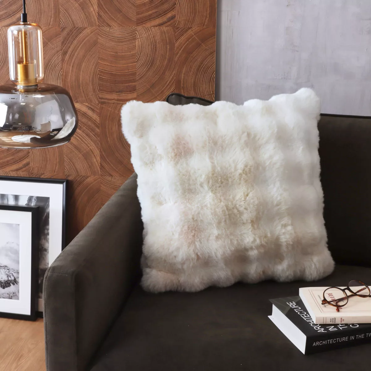 Coussin carré fausse fourrure (50 x 50 cm) Toronto Ivoire