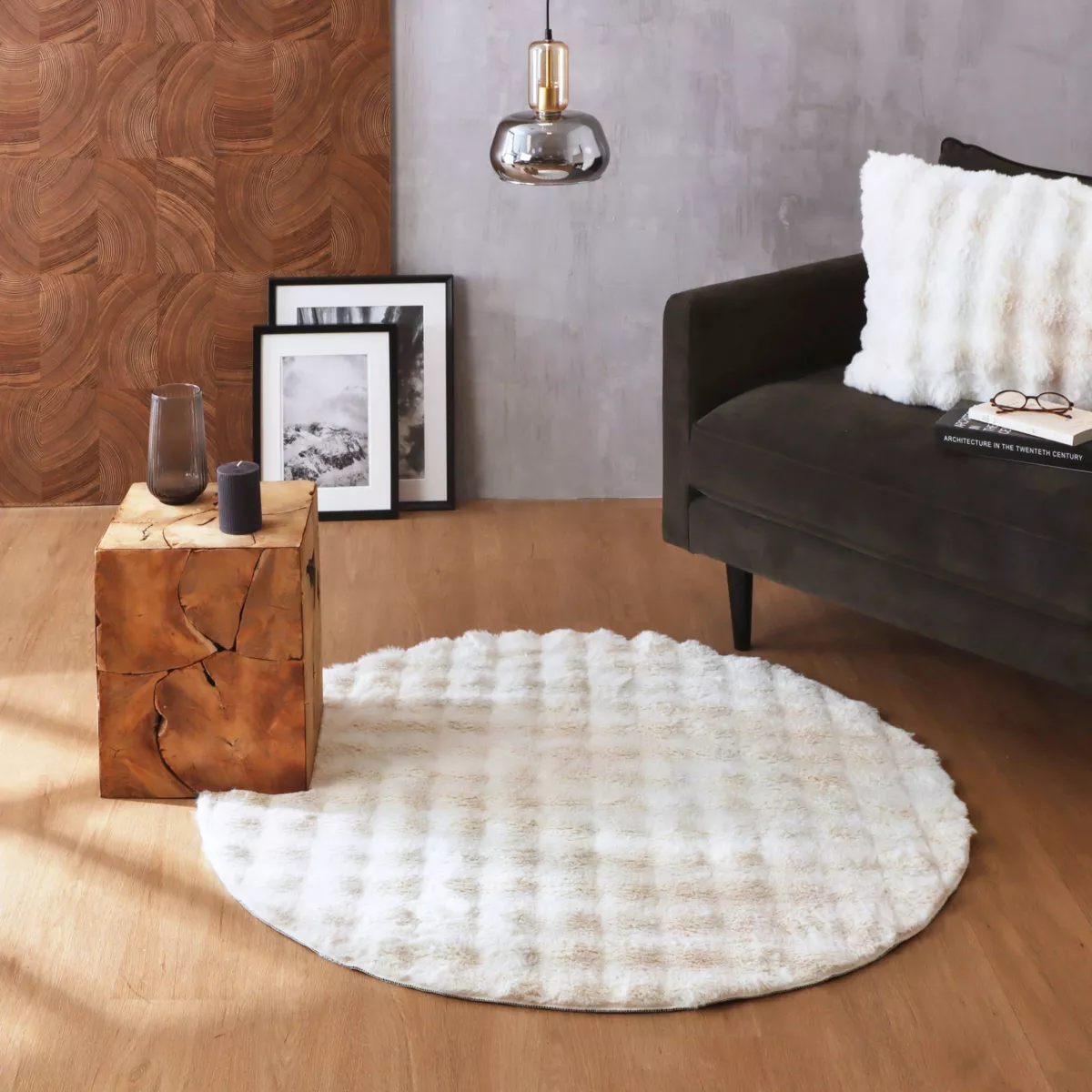 Tappeto in finta pelliccia (120 cm) Toronto Avorio
