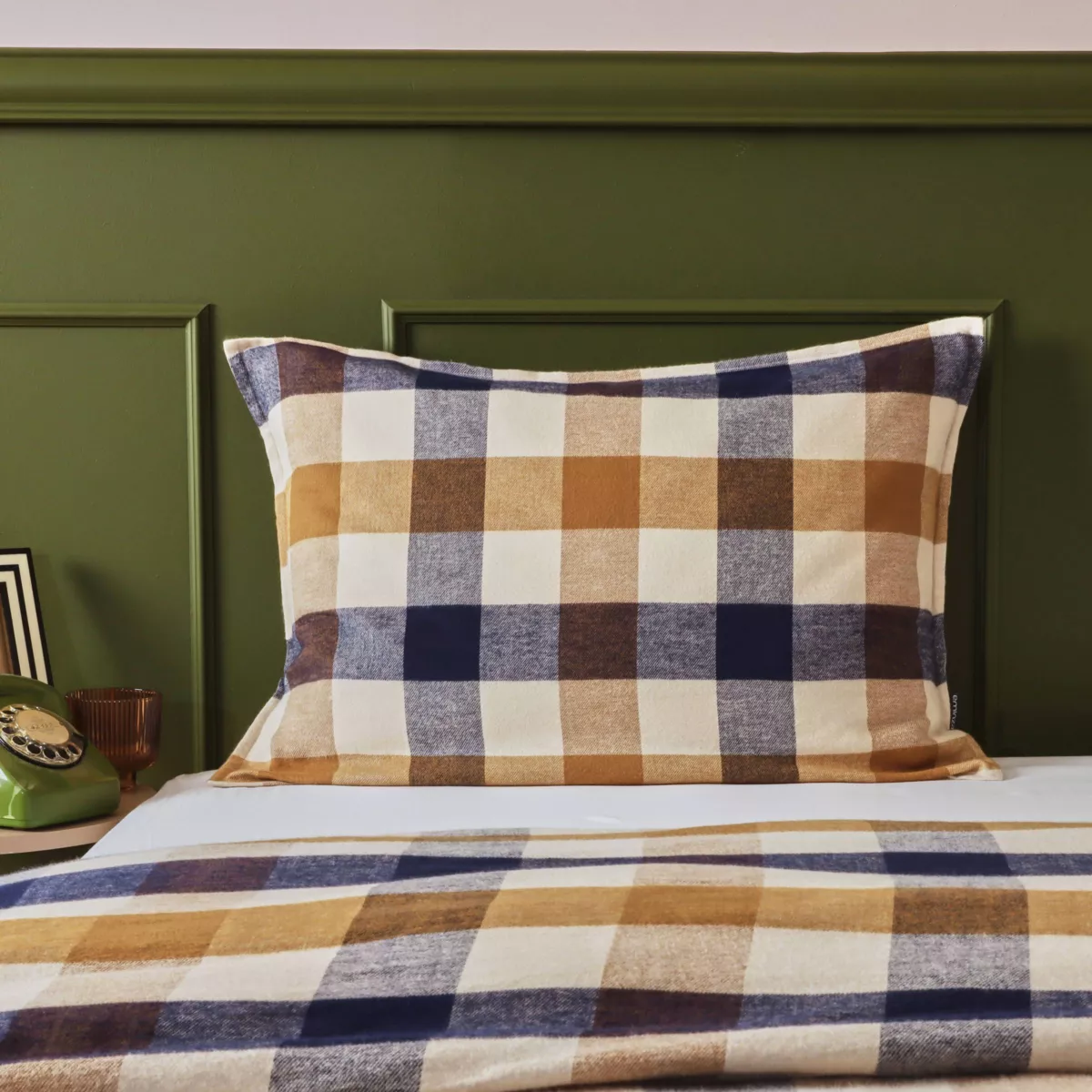 Fodera per cuscino rettangolare in flanella di cotone (50 x 70 cm) Nina a quadri Multicolore