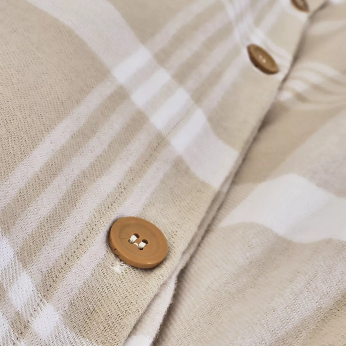 Housse de couette flanelle de coton (240 x 220 cm) Nina carreaux Beige