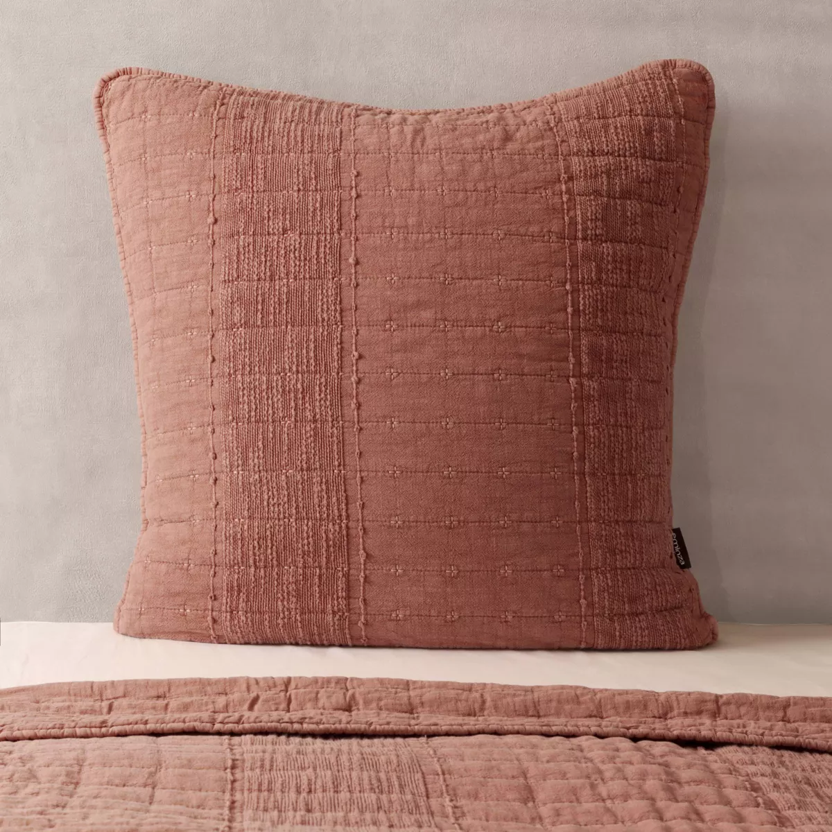 Fodera per cuscino quadrata in cotone (60 x 60 cm) Lena Terracotta