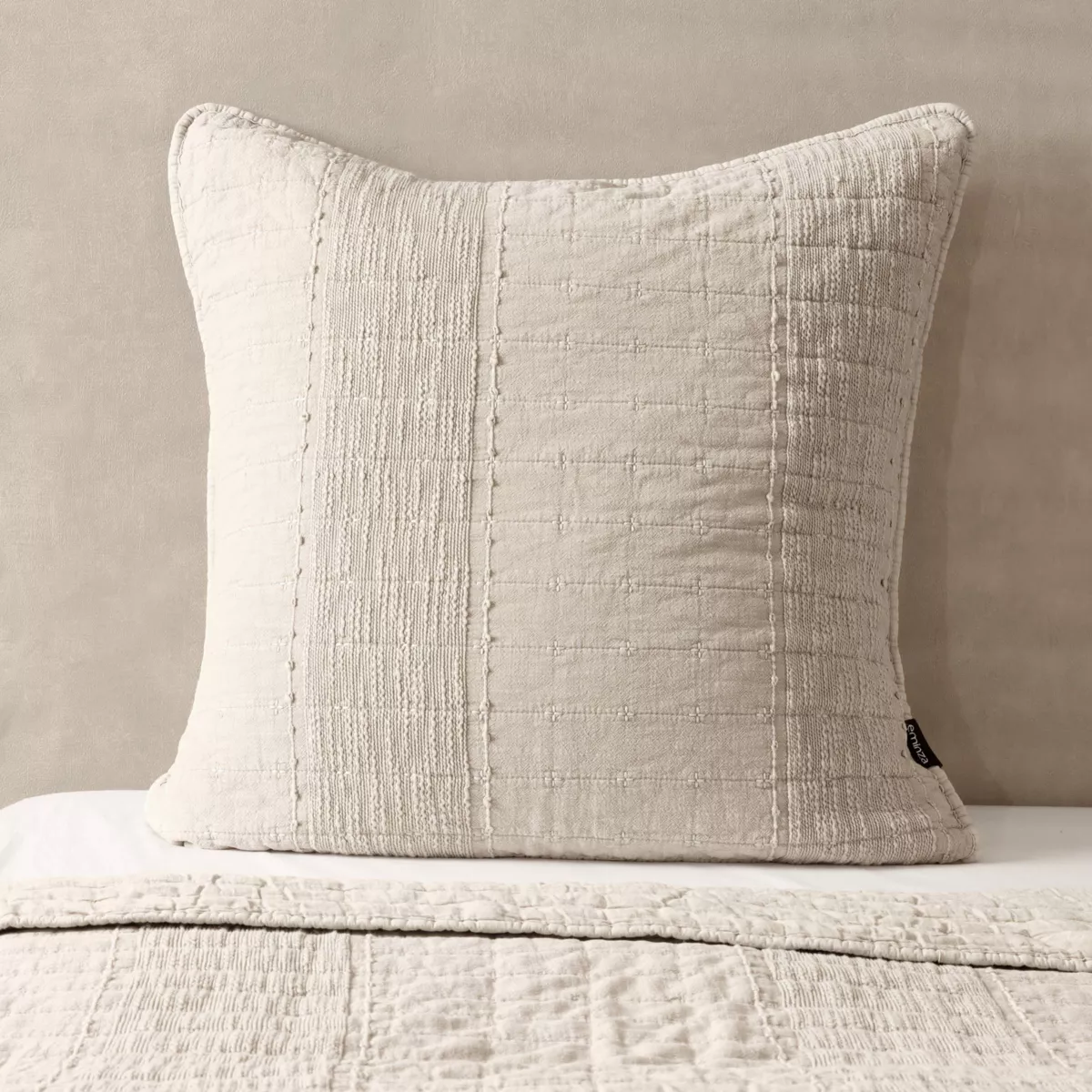 Quadratische Baumwoll-Kissenhülle (60 x 60 cm) Lena Beige Sand