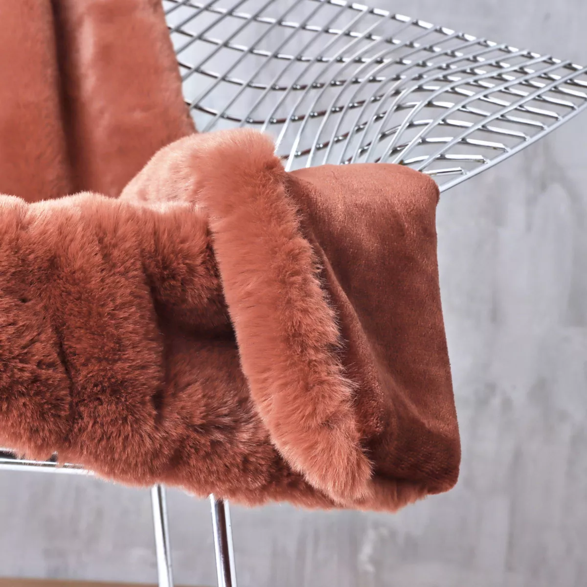 Plaid fausse fourrure (140 x 200 cm) Finn Terracotta