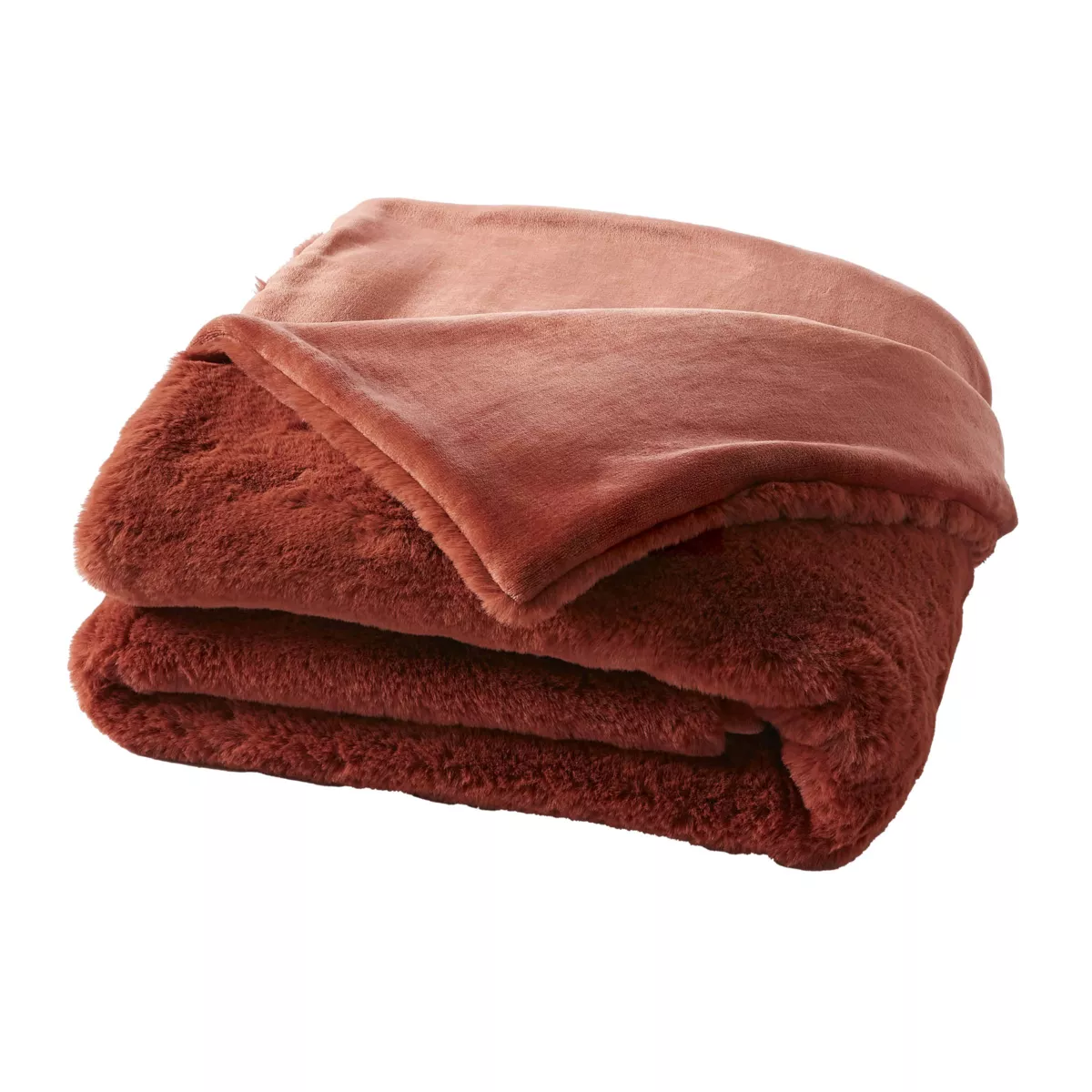 Kunstfell-Bettdecke (90 x 220 cm) Finn Terracotta