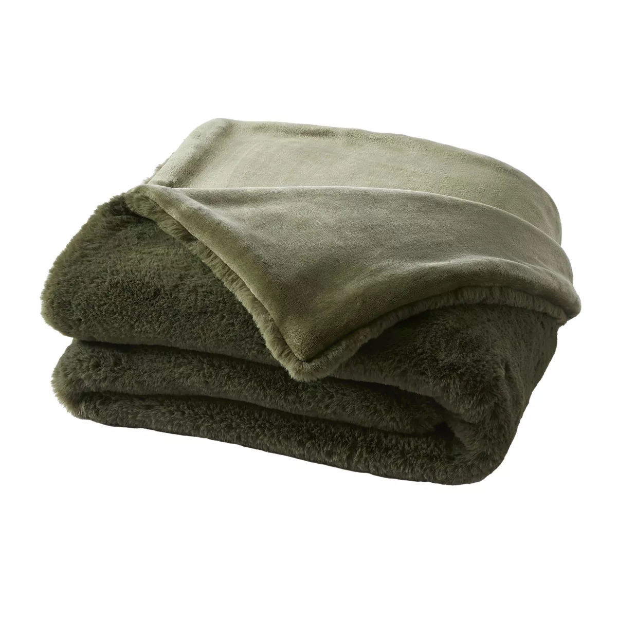 Kunstfelldecke (140 x 200 cm) Finn Khaki-Grün