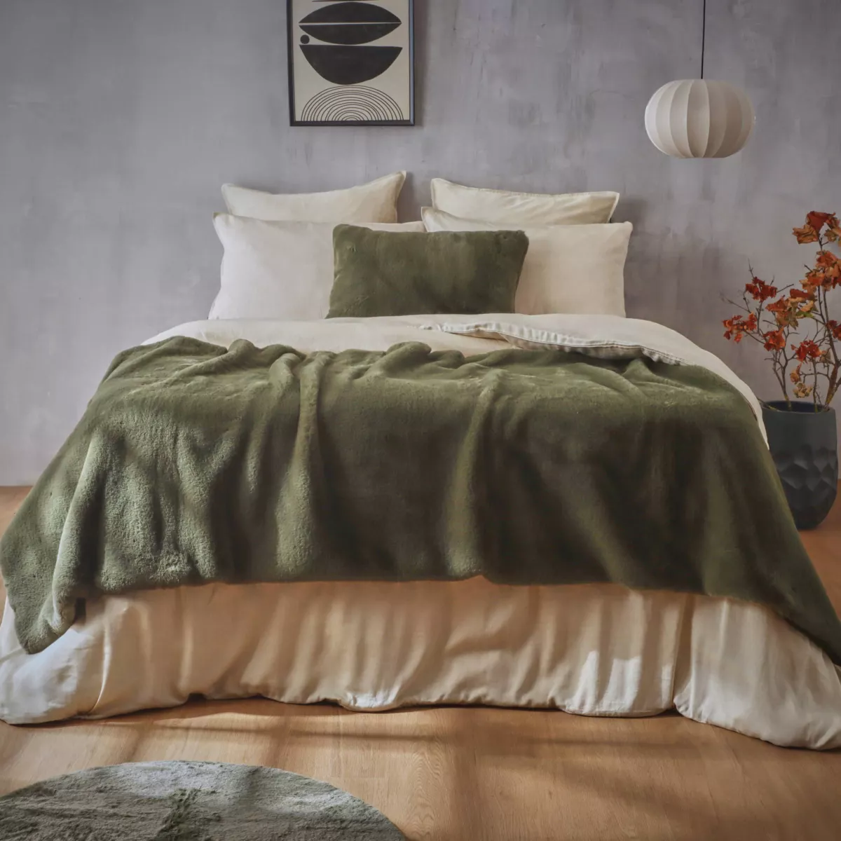 Edredón de piel sintética (90 x 220 cm) Finn Verde caqui