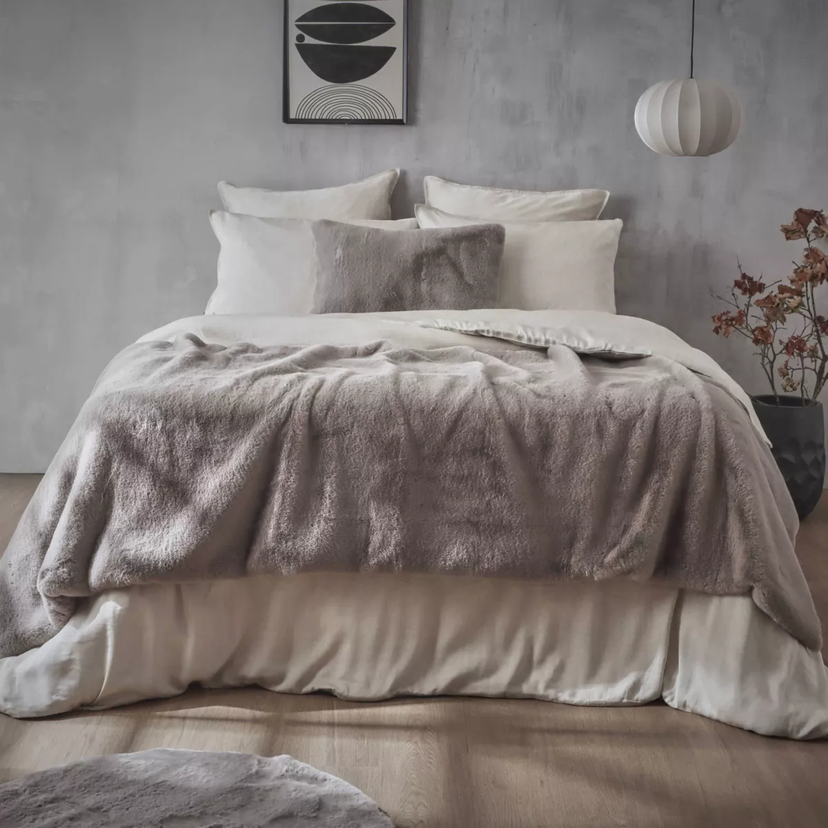 Edredón de piel sintética (90 x 220 cm) Finn Taupe