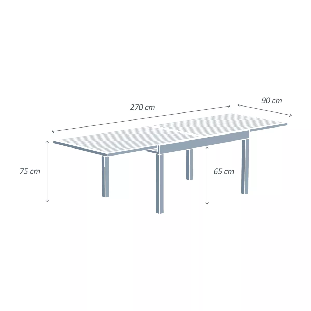 Table de jardin extensible aluminium 10 places (135/270 x 90 cm) Murano Vert olive