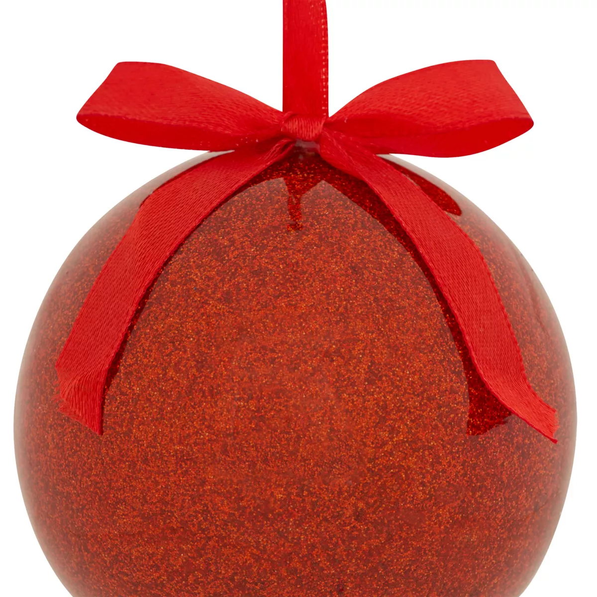 Set di 14 Palline di natale (D150 mm) Glitterate e con Fiocco Rosso