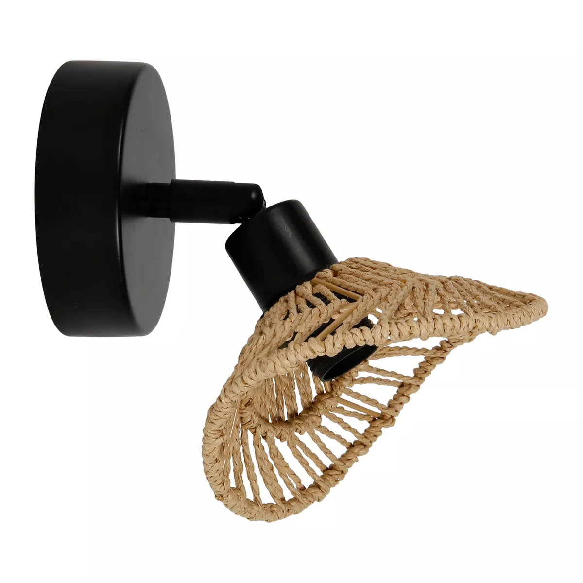 Wandlamp van papier en metaal (H17 cm) Ozana Natuurlijk