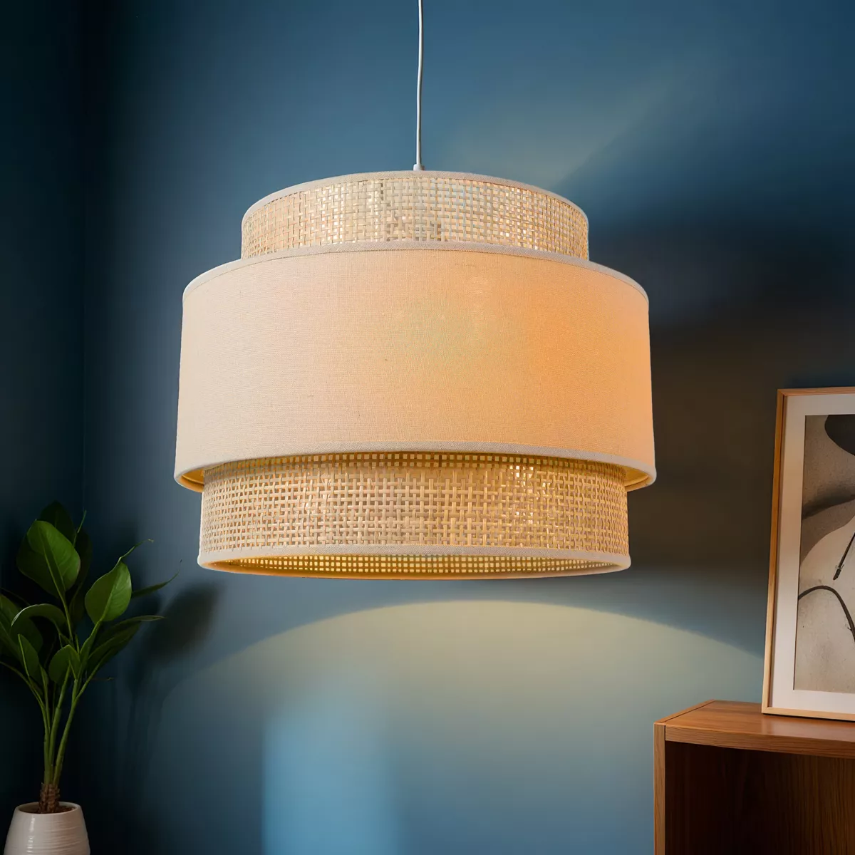 Hanglamp 3 lampenkappen Gigogne Beige