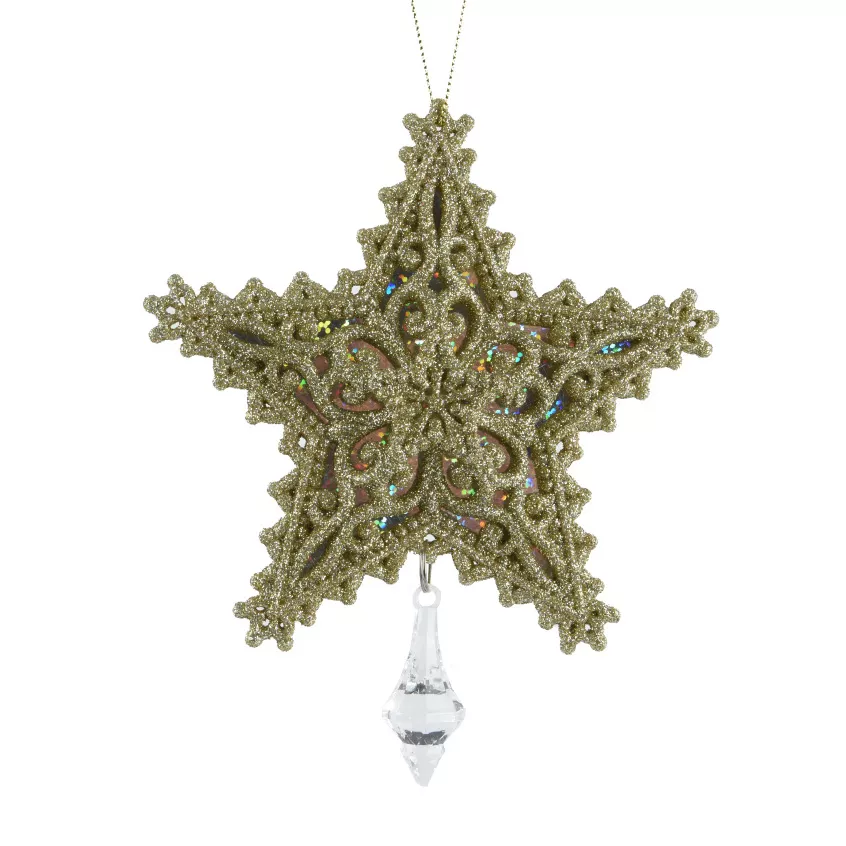 Suspension de Noël (H13 cm) Étoile de Rêve Doré pailleté