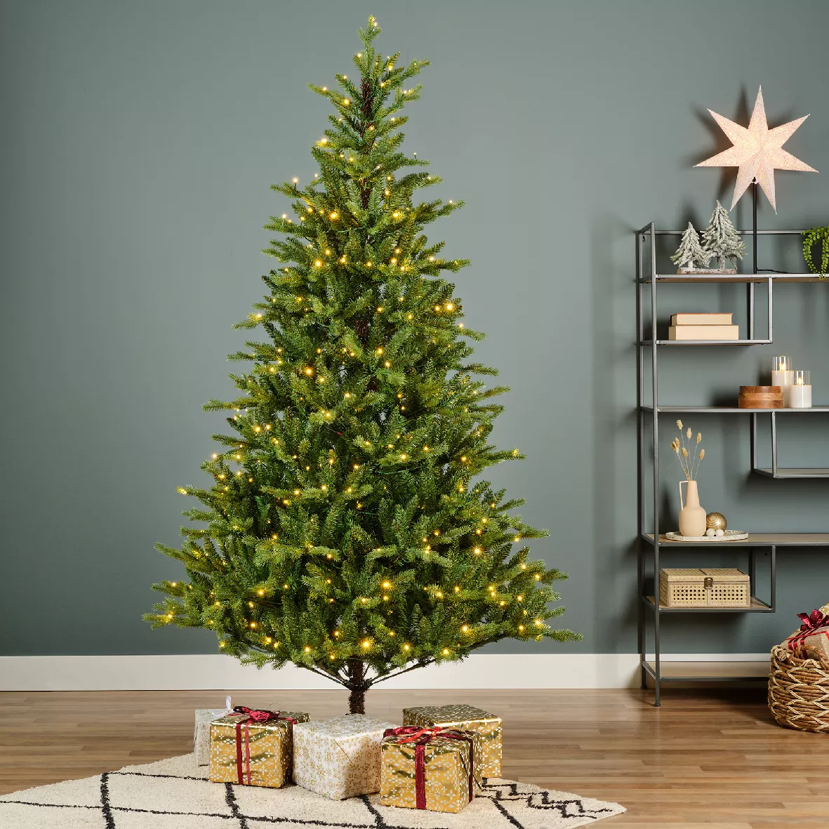 Árbol de Navidad artificial luminoso 430 LED (H210 cm) Allix Verde abeto