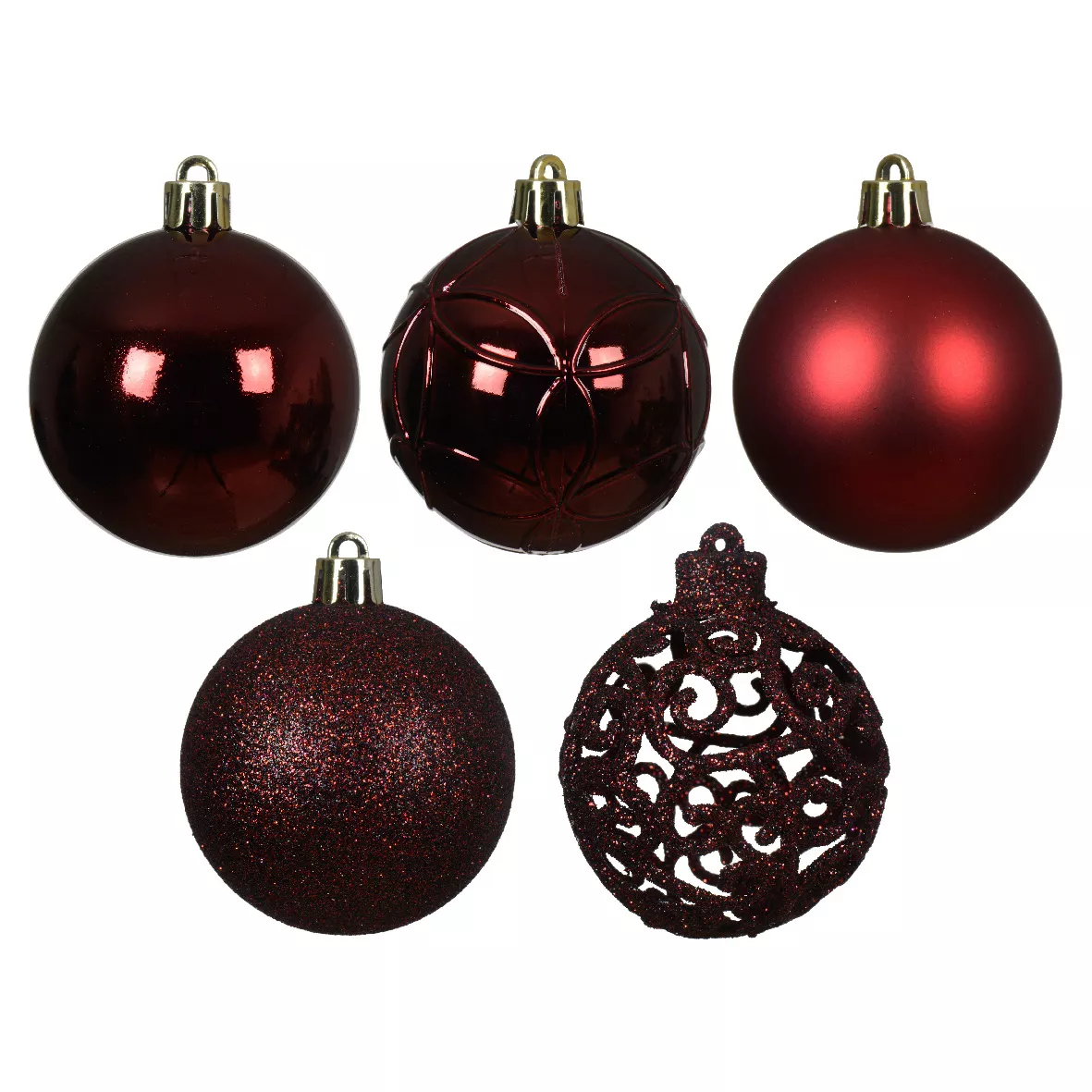 Lot de 35 boules de Noël (D60 mm) Aravis mix Bordeaux