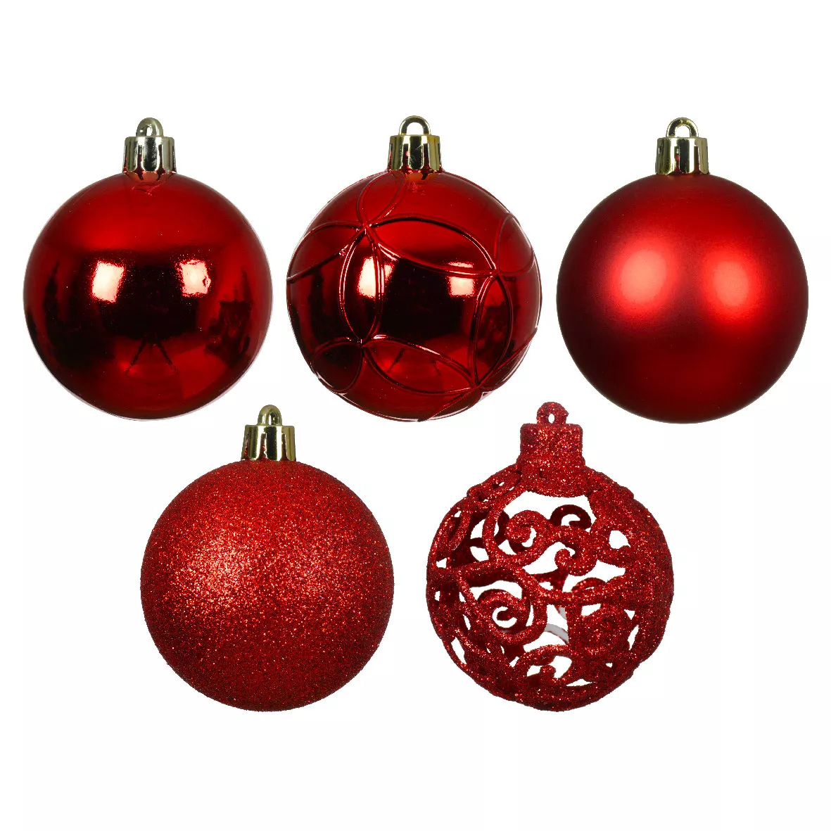 Set von 35 Weihnachtskugeln (D60 mm) Aravis Mix Rot