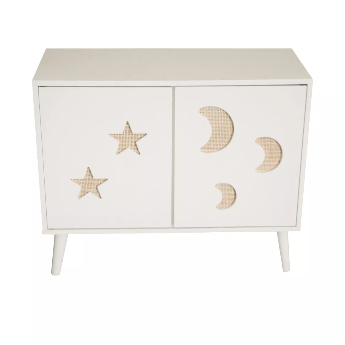 Kindermöbel Holz 2 Türen (H65 cm) Stars Weiß