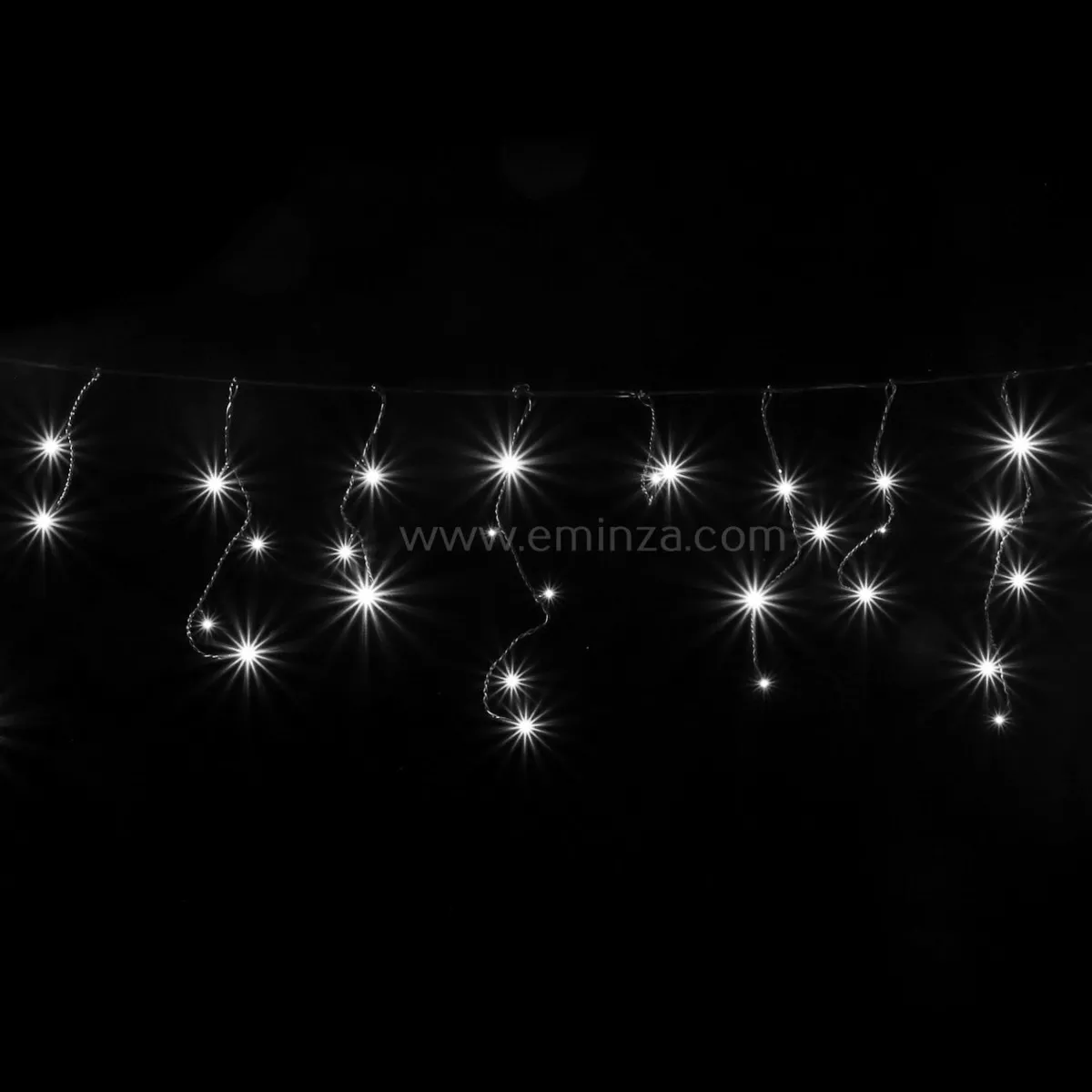 Stalattite luminosa 11 m 259 LED cavo nero Stars Bianco freddo