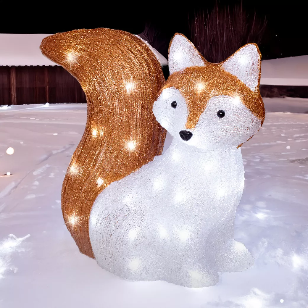 1 LED renard extŽrieur L20.00-W36.00-H37.00cm-60L blanc/blanc froid 