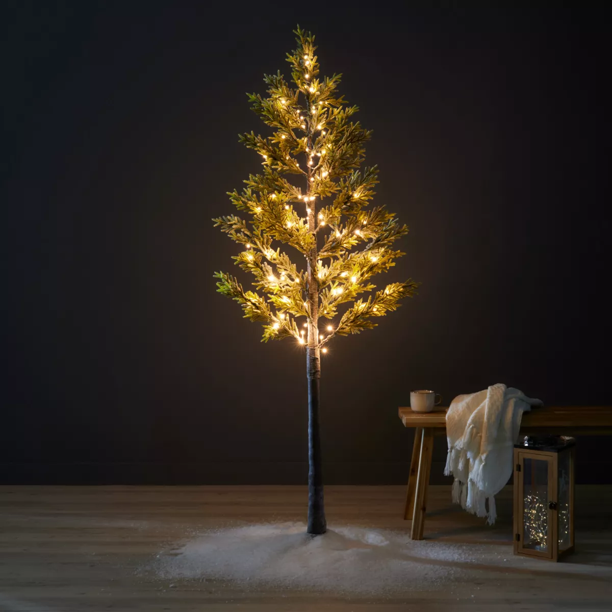 Arbol luminoso 96 LED (H180 cm) Épicéa branches givrées Blanco cálido
