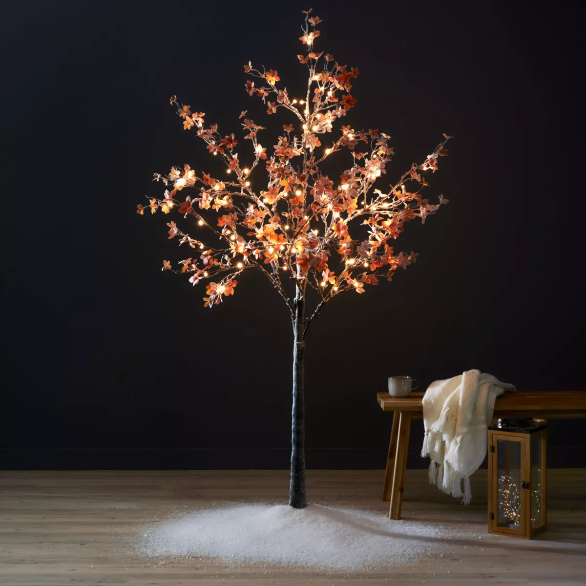 Leuchtender Baum 96 LED (H180 cm) Verschneite Eiche Warmweiß