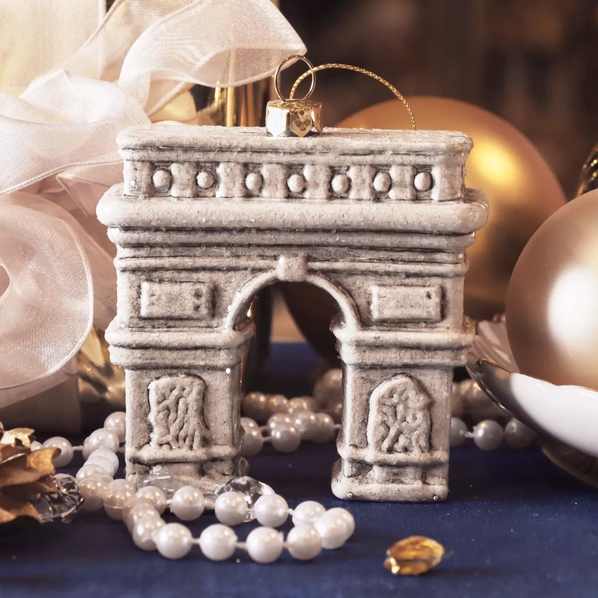 Decorazione Natalizia Sospesa (H16 cm) Arco di Trionfo Grigio