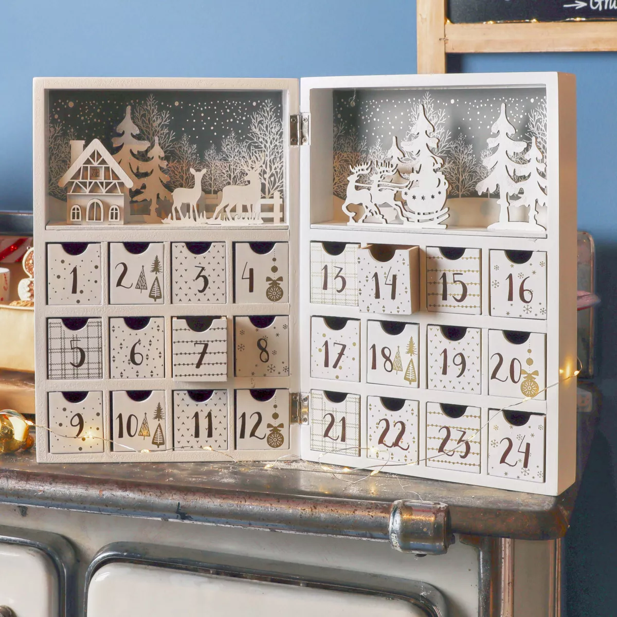 Calendario dell'Avvento da riempire (H30 cm) Scandinavia Bianco