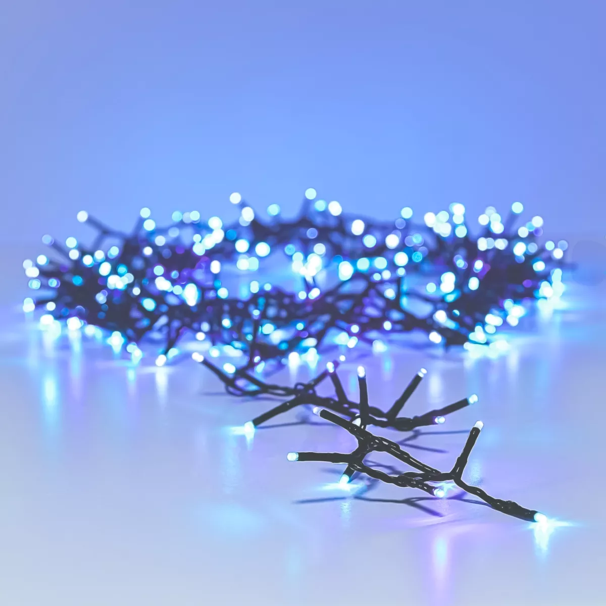 Guirlande lumineuse 16 m 750 LED câble vert Luxe Tricolore Vert/Bleu/Blanc 