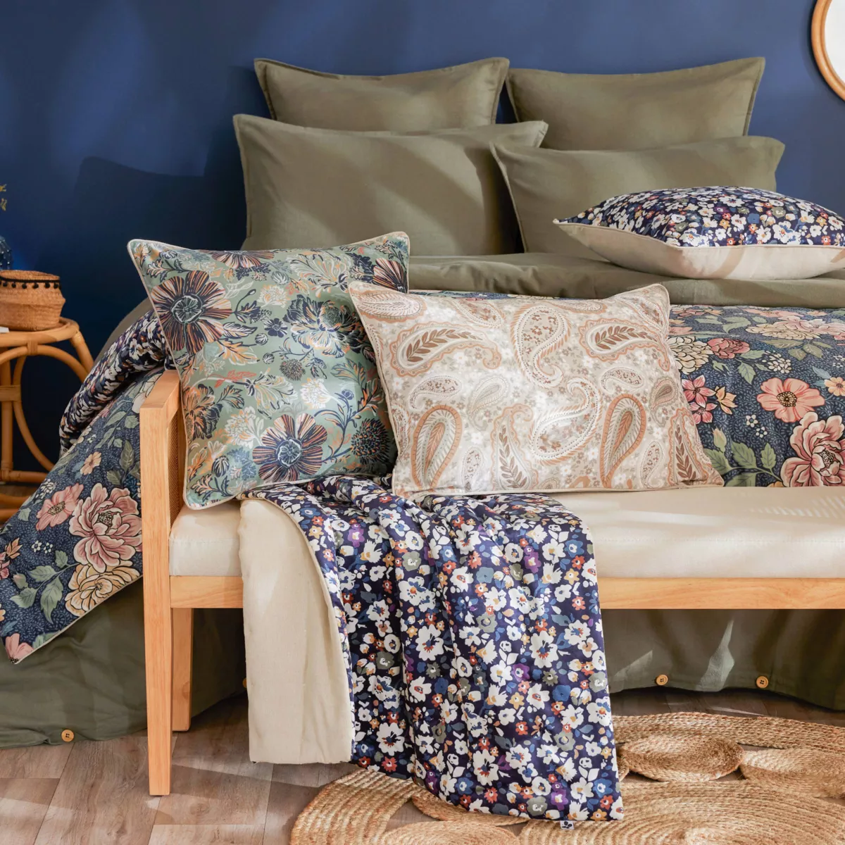 Colcha de terciopelo (90 x 220 cm) Dolores Azul