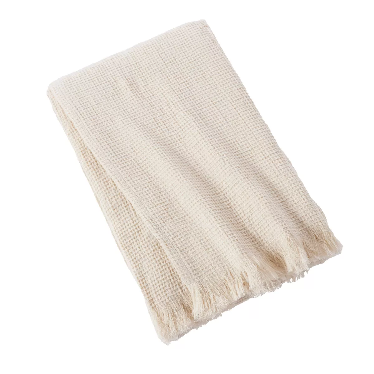 marque eminza - Plaid ˆ franges 180 x 220 cm Nid d'abeille uni EVA Pampa
