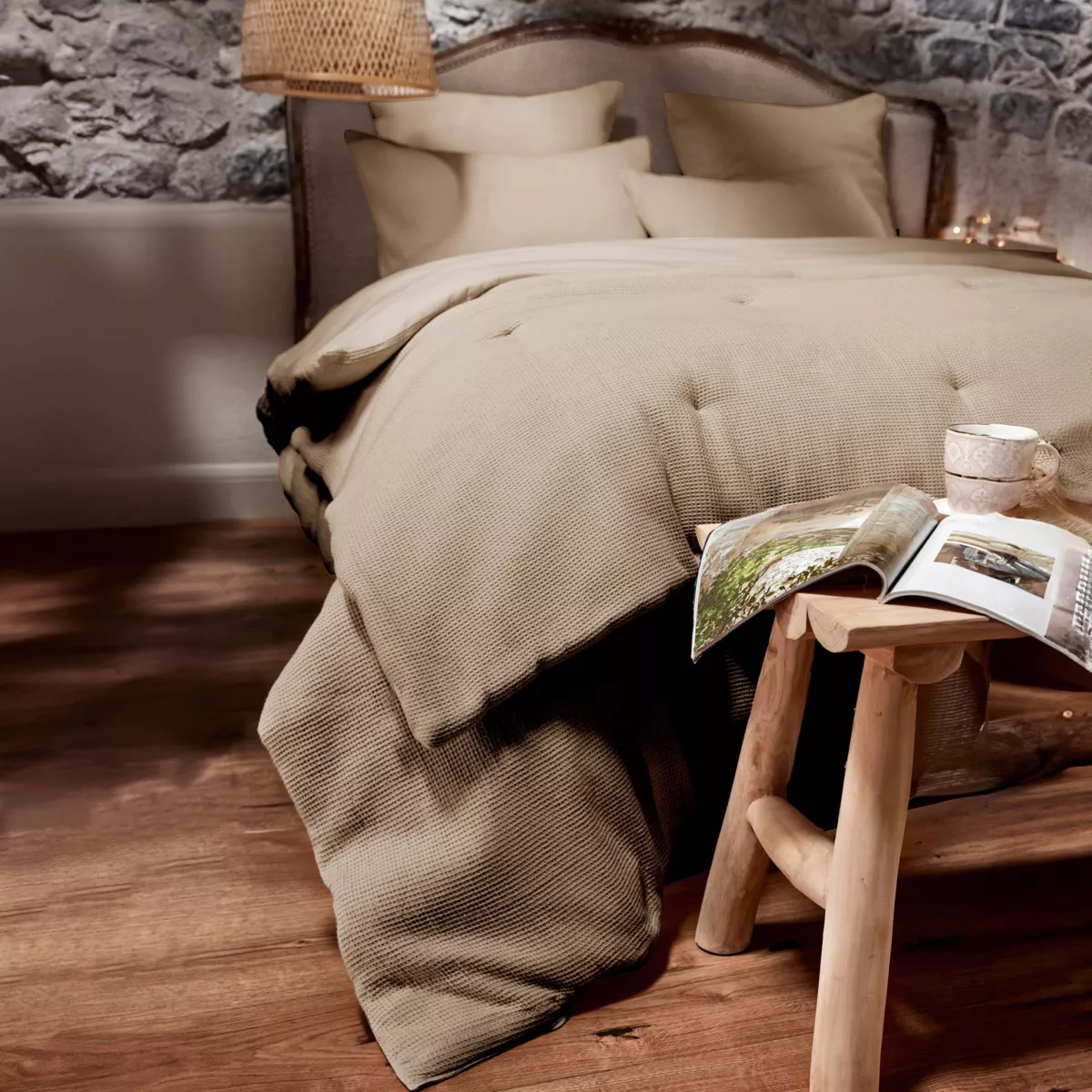 Colcha de algodón panal de abeja (90 x 220 cm) Eva Ficelle