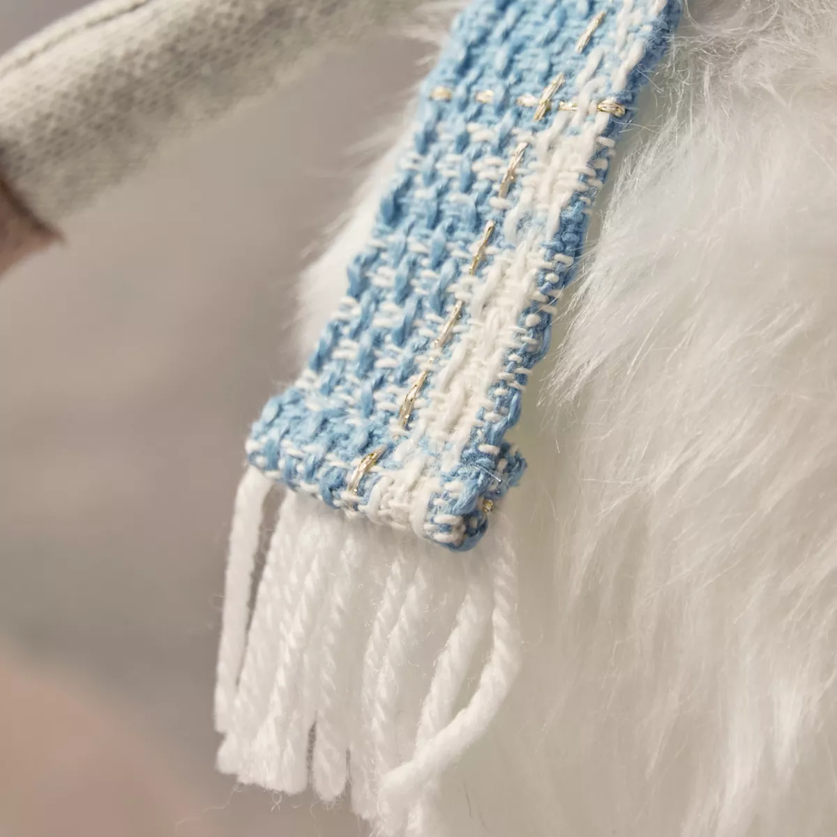 1 Cerf polyester L23-W14-H56cm blanc/bleu 