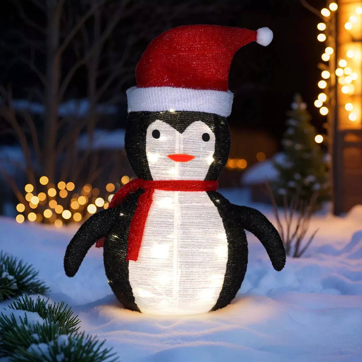Pinguino luminoso a pile (H68 cm) Pieghevole Nero