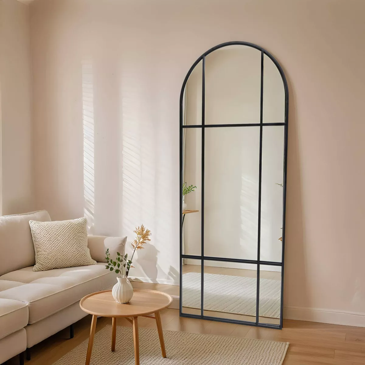 Gran espejo de pie en metal (H173 cm) Industrial Negro