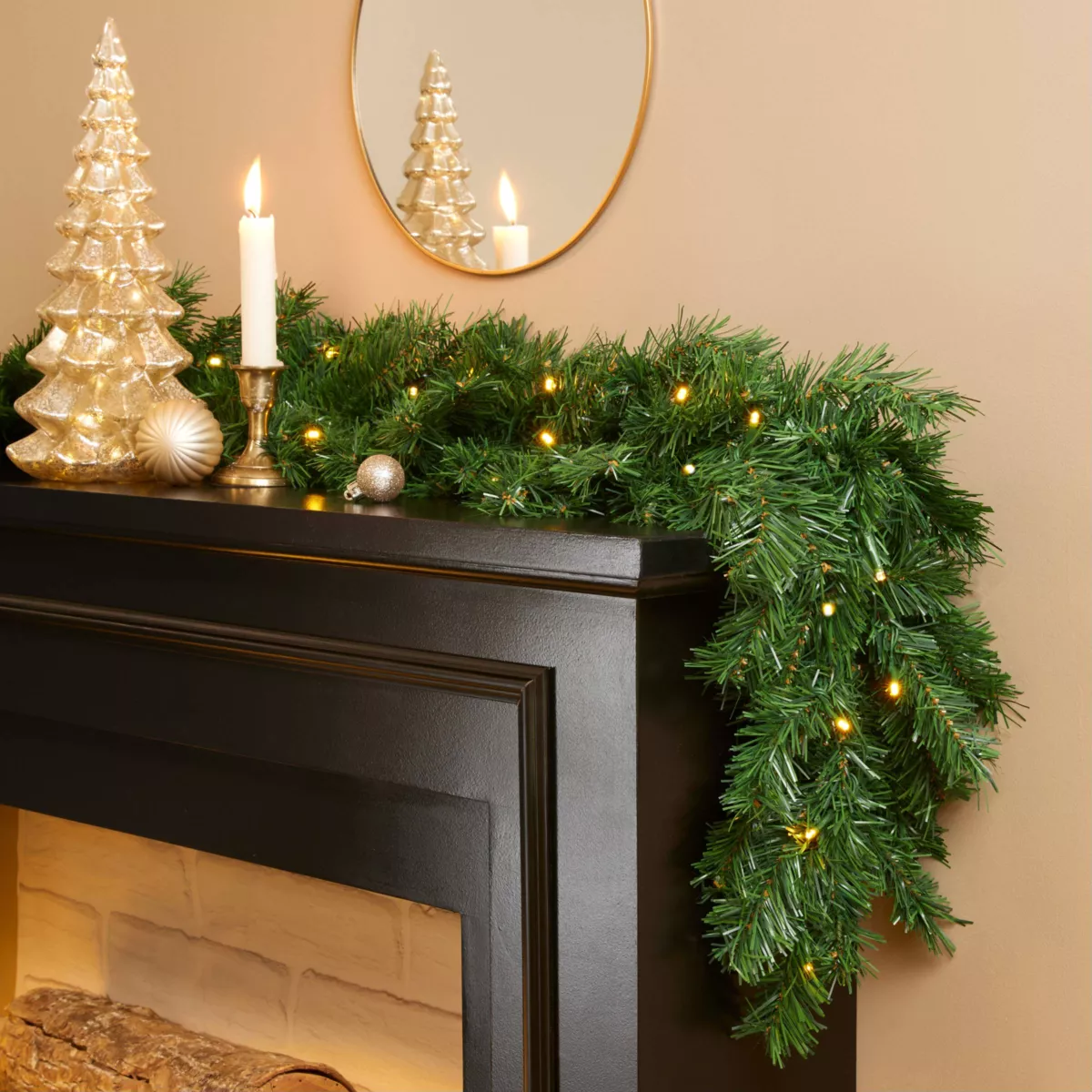 Guirnalda luminosa de árbol de Navidad (180 cm - D25) Royal Verde y blanco cálido