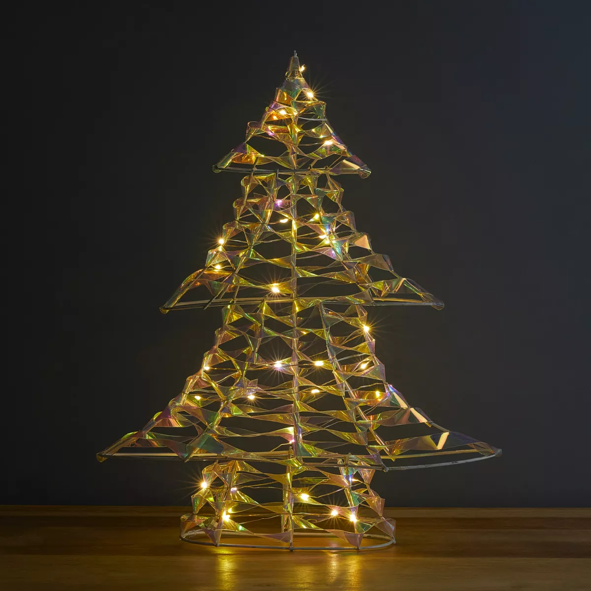 Sapin lumineux à piles 30 LED (H40 cm) Christmas Irisé et blanc chaud