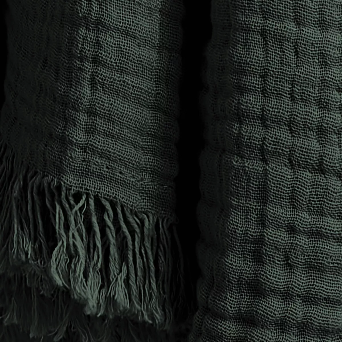 Plaid gaze de coton (130 x 160 cm) Gaïa Vert sapin