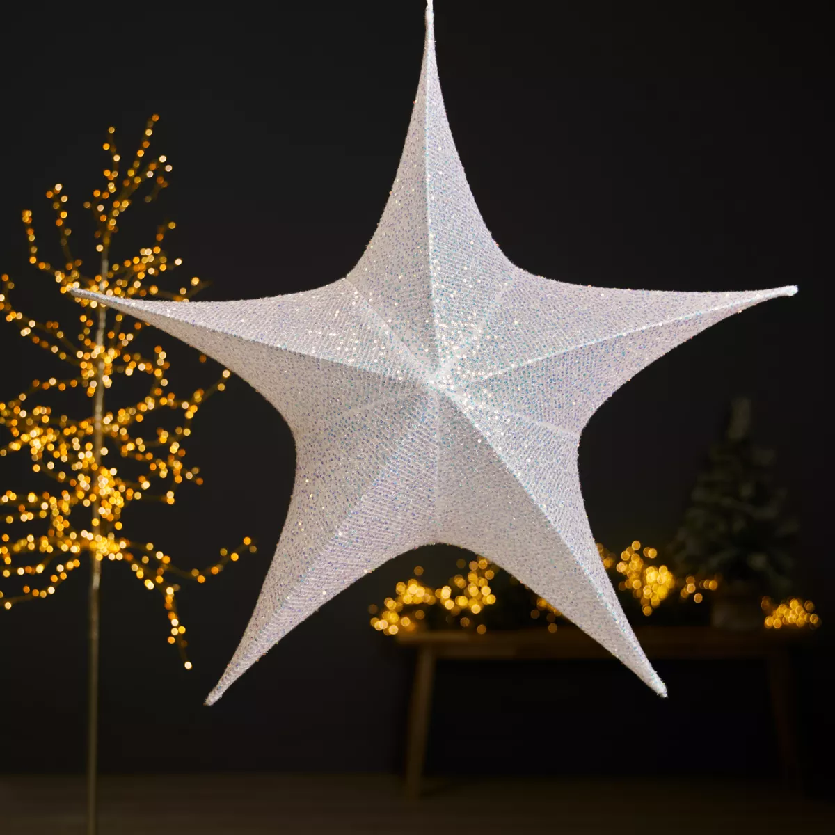 Etoile de Noël à suspendre (D80 cm) Christmas pailleté Irisé