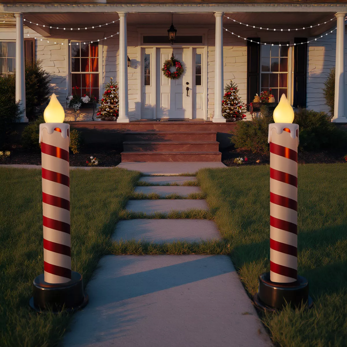 STE DE 2 BOUGIES GEANTE 15X82CM S2 ROUGE/BLANC