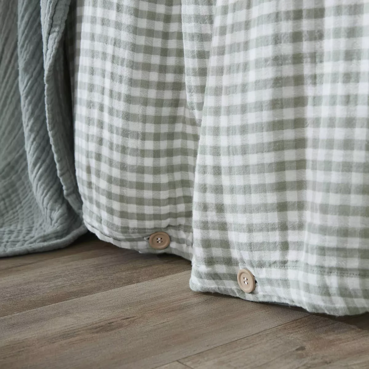 Copripiumino in cotone gauze (280 x 240 cm) Gaïa vichy Verde eucalipto