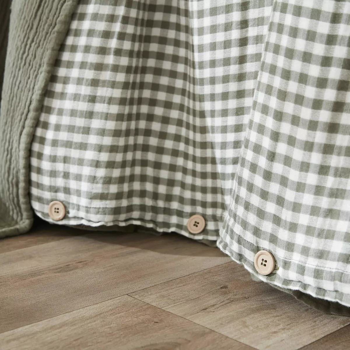 Copripiumino in cotone gauze (280 x 240 cm) Gaïa vichy Verde rosmarino
