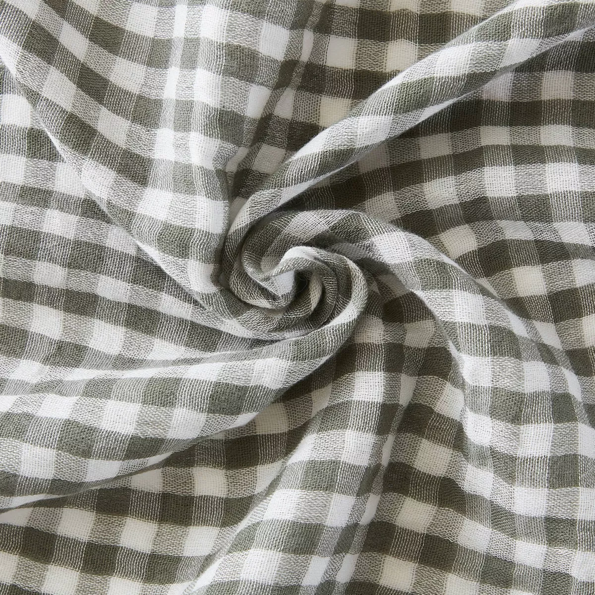 Taie d'oreiller carrée gaze de coton (80 x 80 cm) Gaïa Vichy Vert romarin