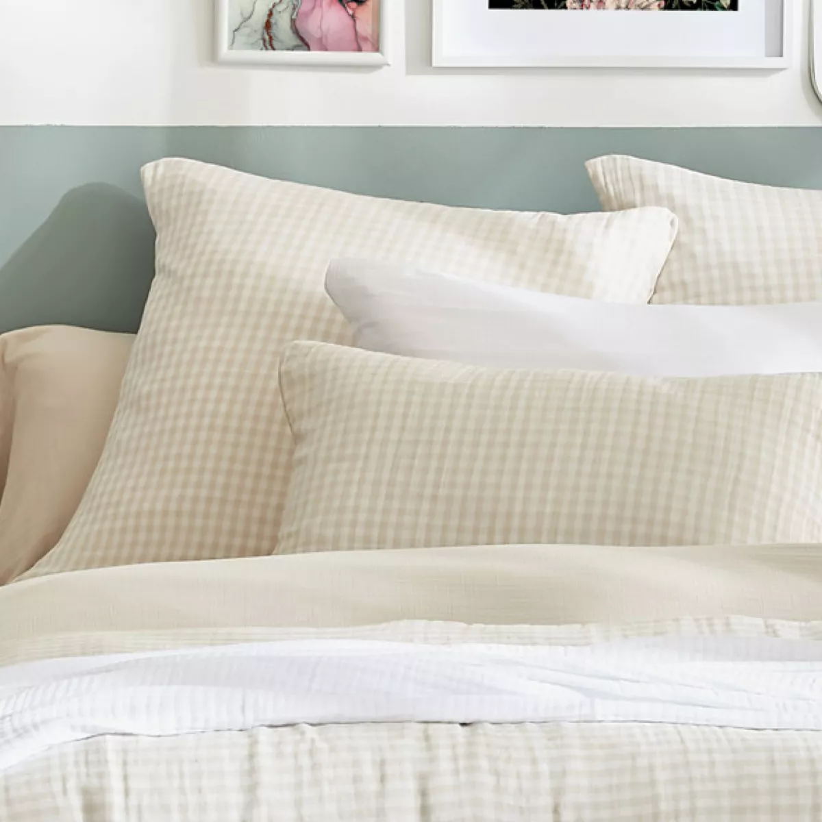 Copripiumino in cotone gauze (280 x 240 cm) Gaïa vichy Beige