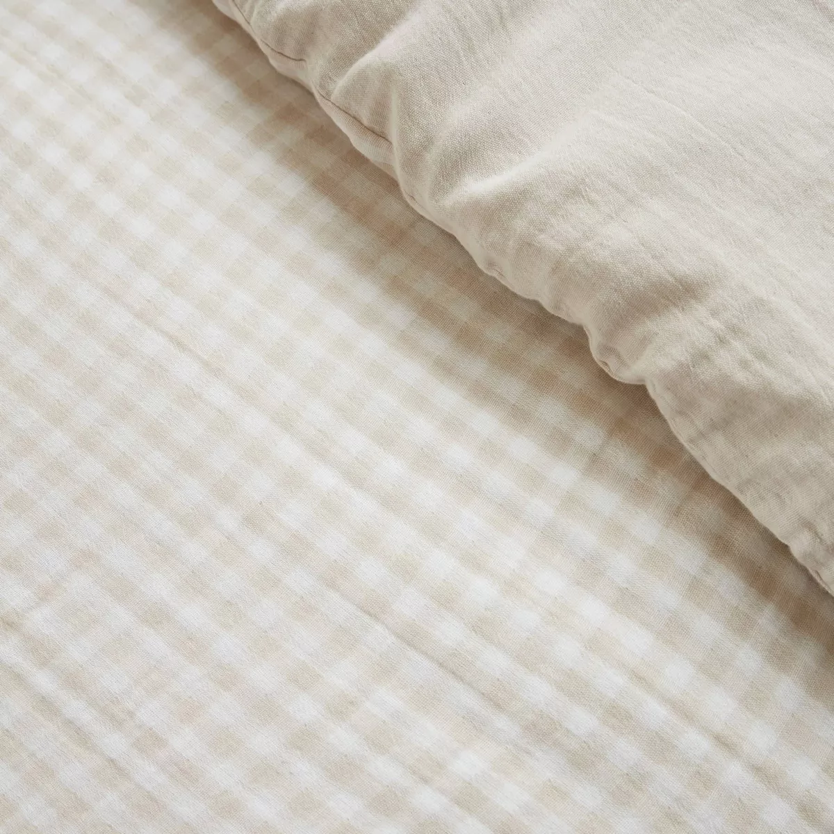 Copripiumino in cotone gauze (280 x 240 cm) Gaïa vichy Beige