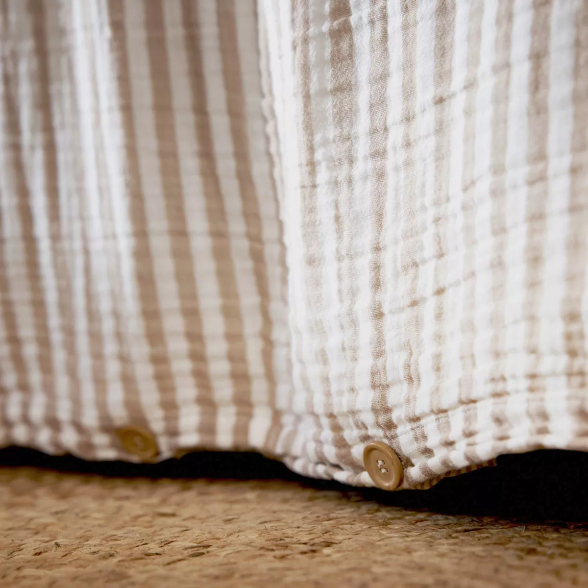 Housse de couette gaze de coton (200 x 200 cm) Gaïa rayures Ficelle