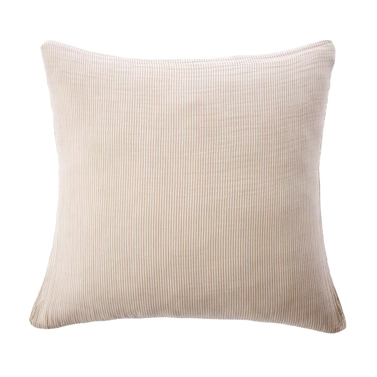 Taie d'oreiller Carrée gaze de coton (60 x 60 cm) Gaïa rayures Ficelle