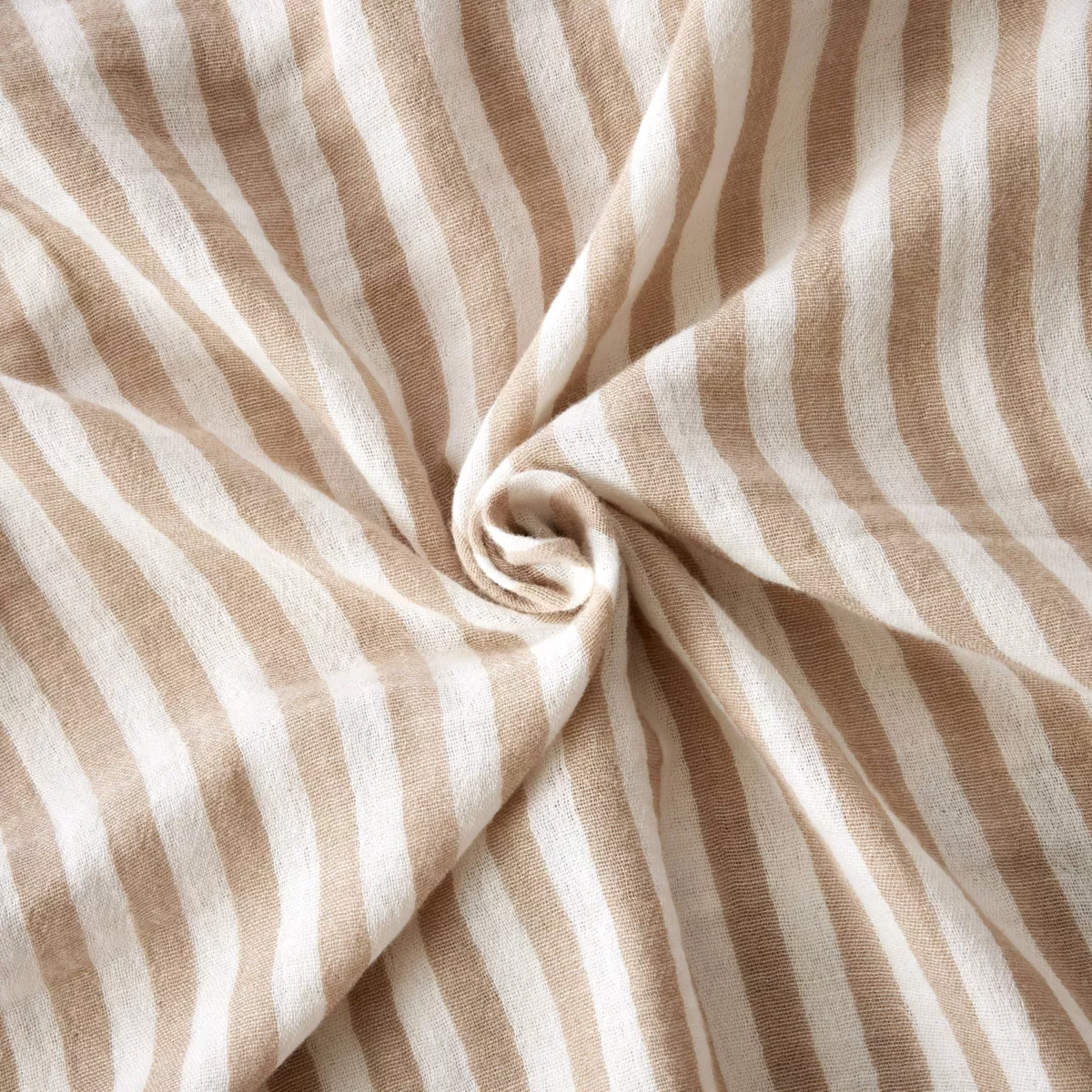 Rechteckiger Kissenbezug aus Baumwollgaze (50 x 70 cm) Gaïa Streifen Ficelle