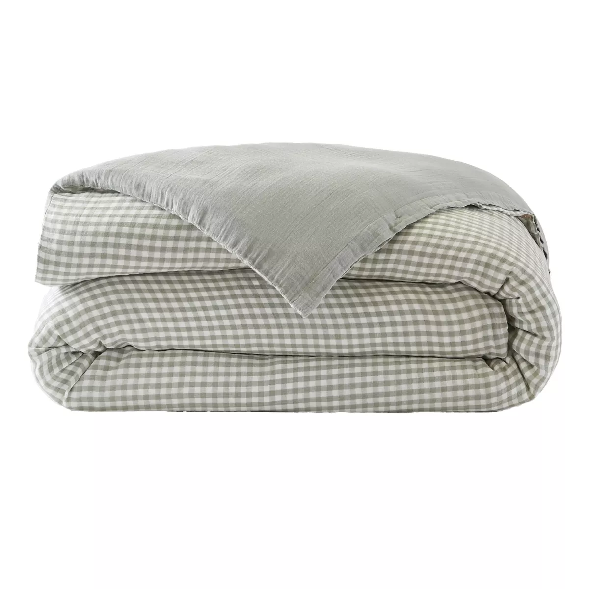 Housse de couette gaze de coton (240 x 220 cm) Vickie Vert eucalyptus